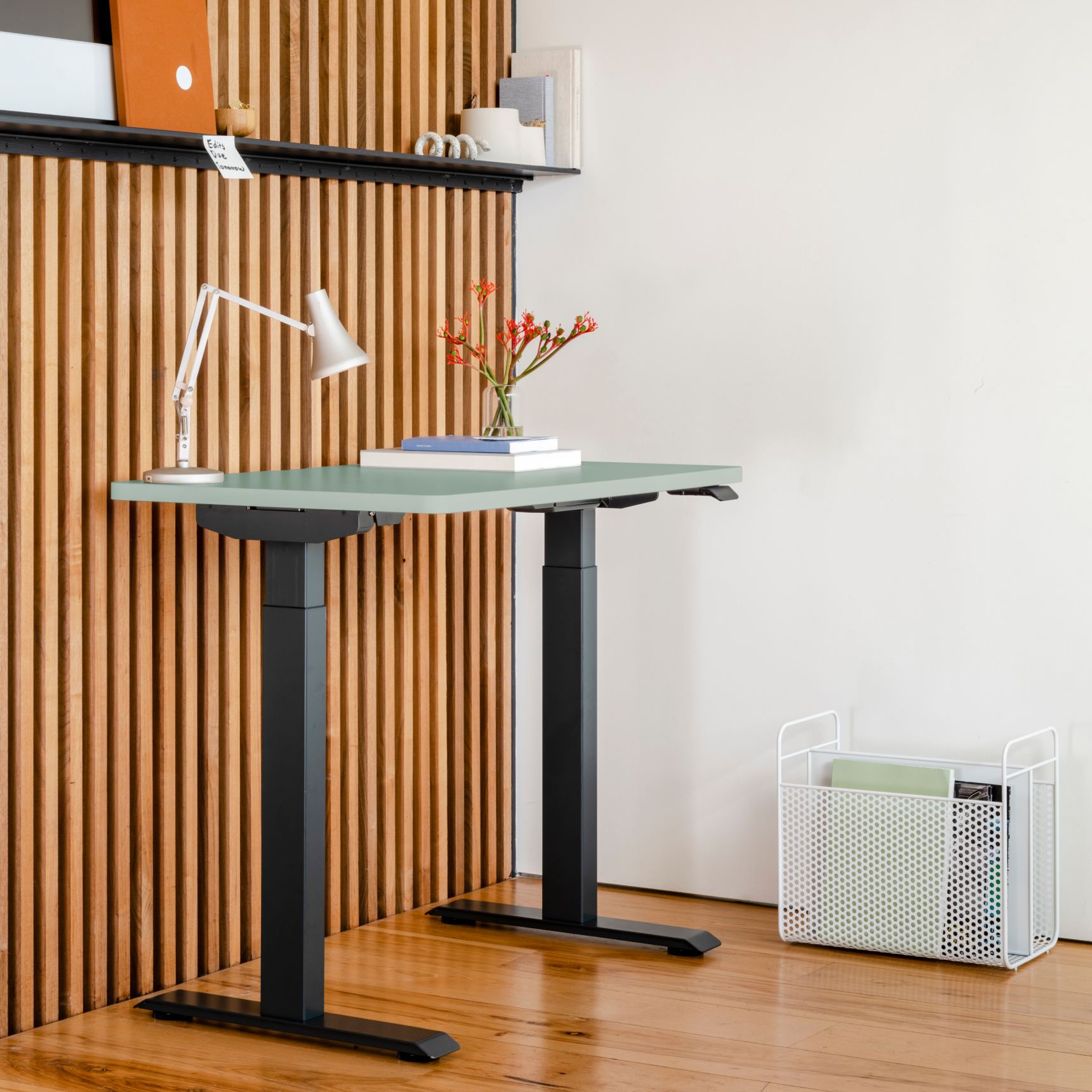 Top Color:Sage; Leg Color:Charcoal; Desk Size:48 inches x 24 inches;