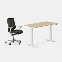 Desk Color:Woodgrain/White; Chair Color:Black/White;