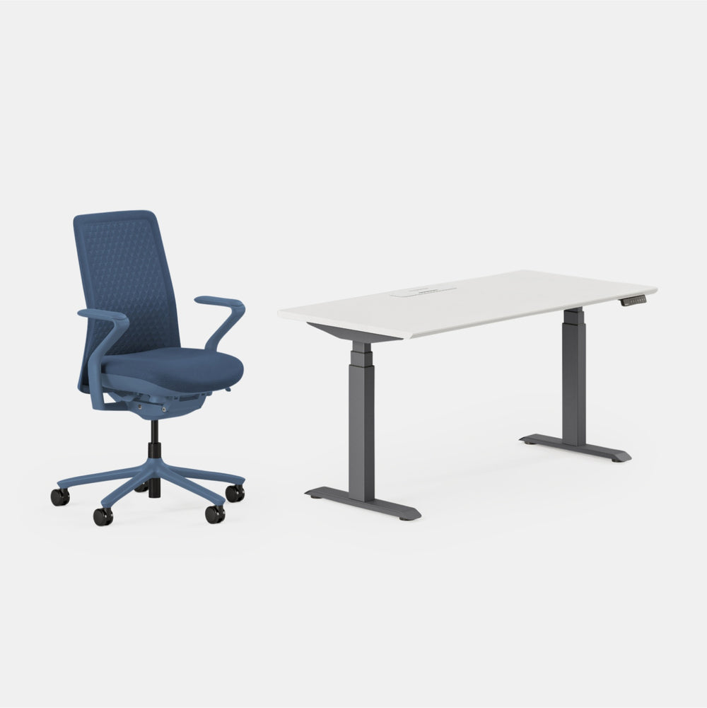 Desk Color:White/Charcoal;Chair Color:Cobalt
