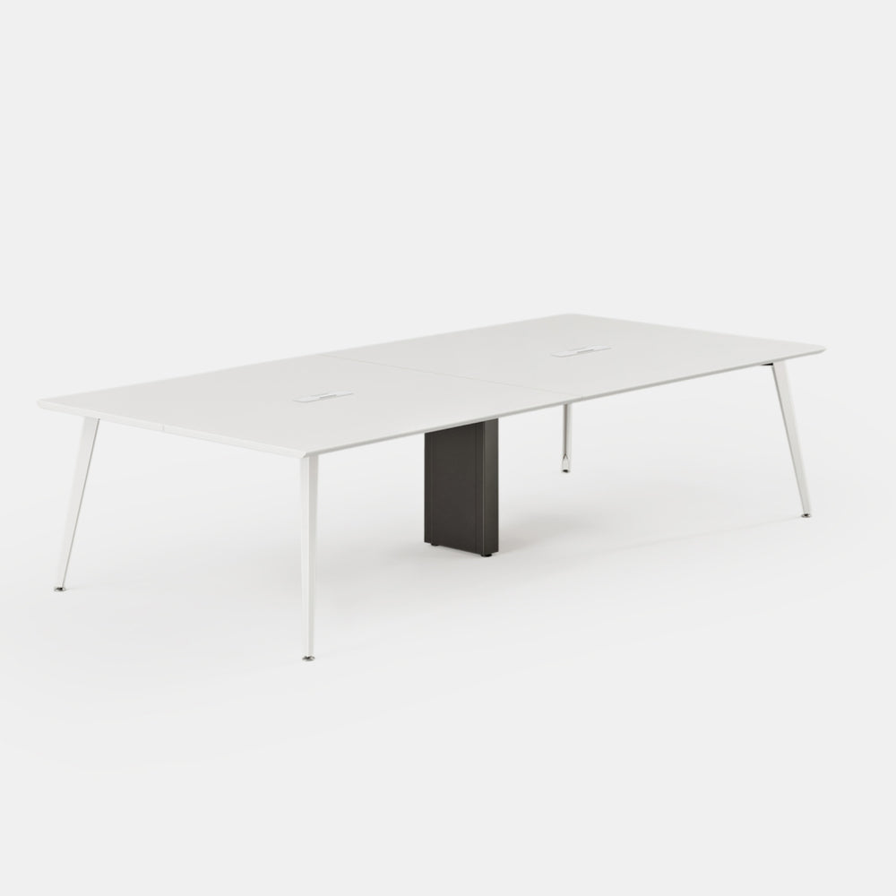 Desk Size:118 inches x 48 inches; Top Color:White; Leg Color:Powder White