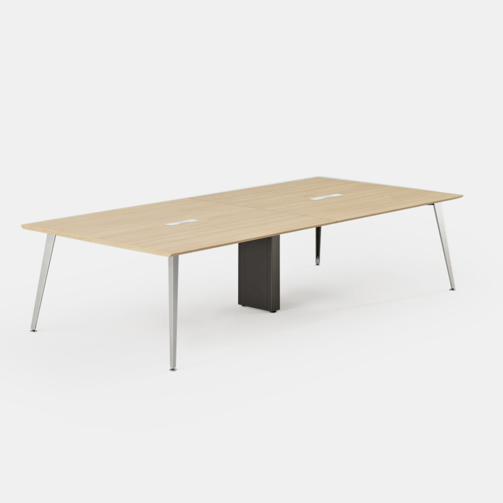 Desk Size:142 inches x 48 inches; Top Color:Woodgrain; Leg Color:Mirror
