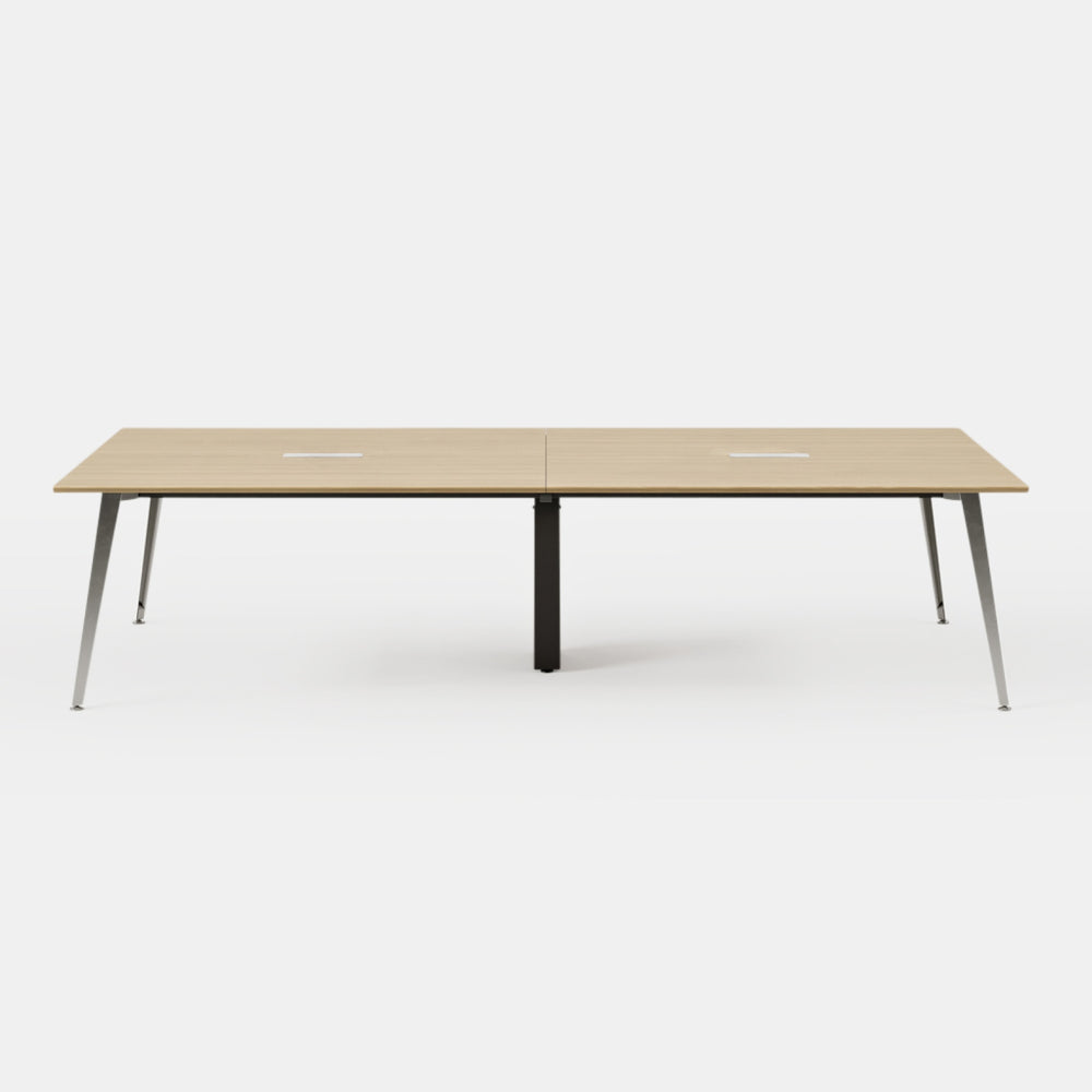 Desk Size:118 inches x 48 inches; Top Color:Woodgrain; Leg Color:Mirror