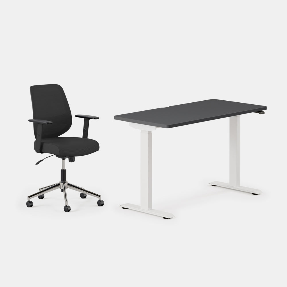 Desk Color:Charcoal/White; Chair Color:Black/Black;