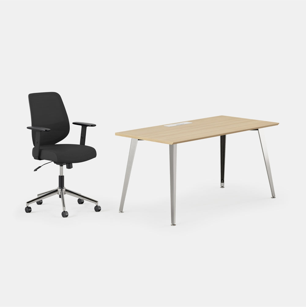 Desk Color:Woodgrain/Mirror; Chair Color:Black/Black;