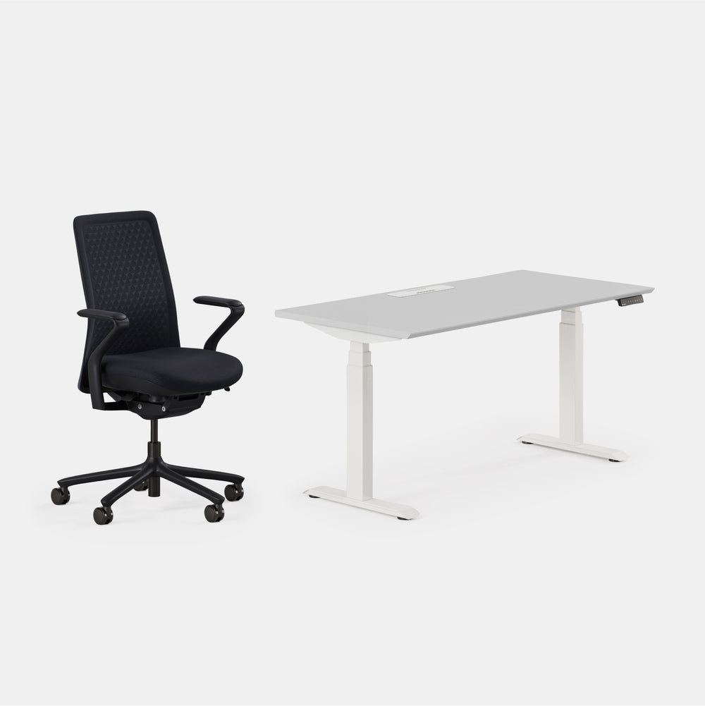 Desk Color:Fog/Powder White;Chair Color:Galaxy