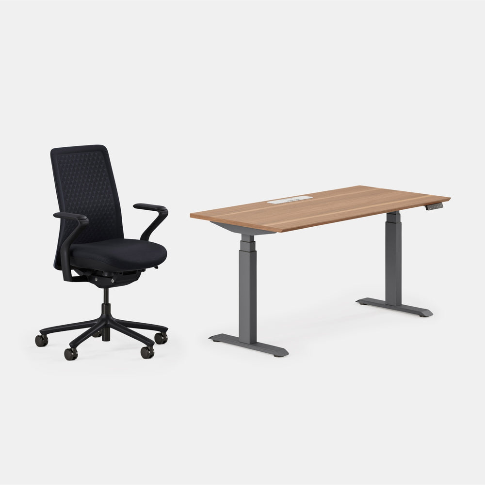 Desk Color:Walnut/Charcoal;Chair Color:Galaxy
