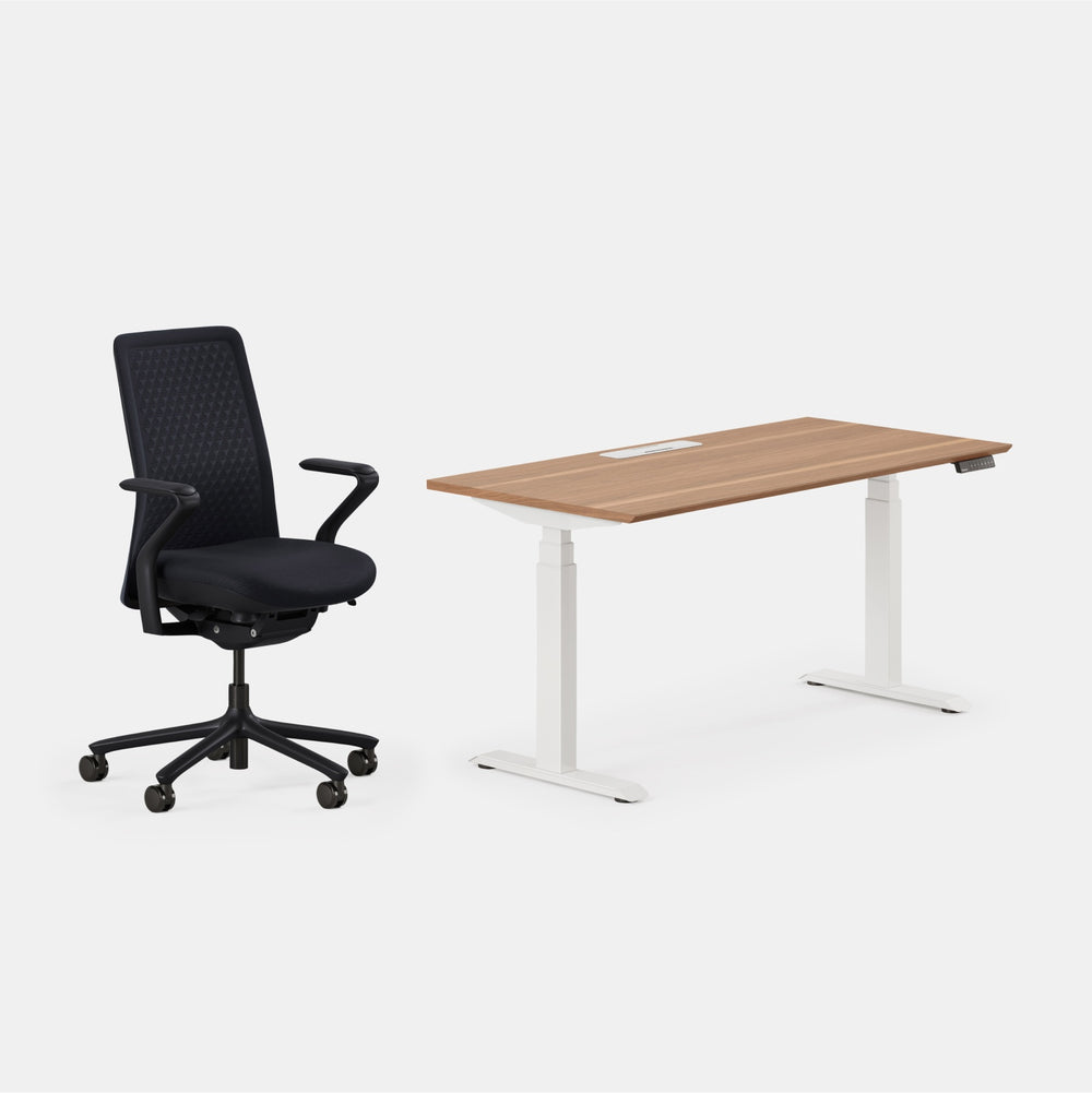 Desk Color:Walnut/Powder White;Chair Color:Galaxy