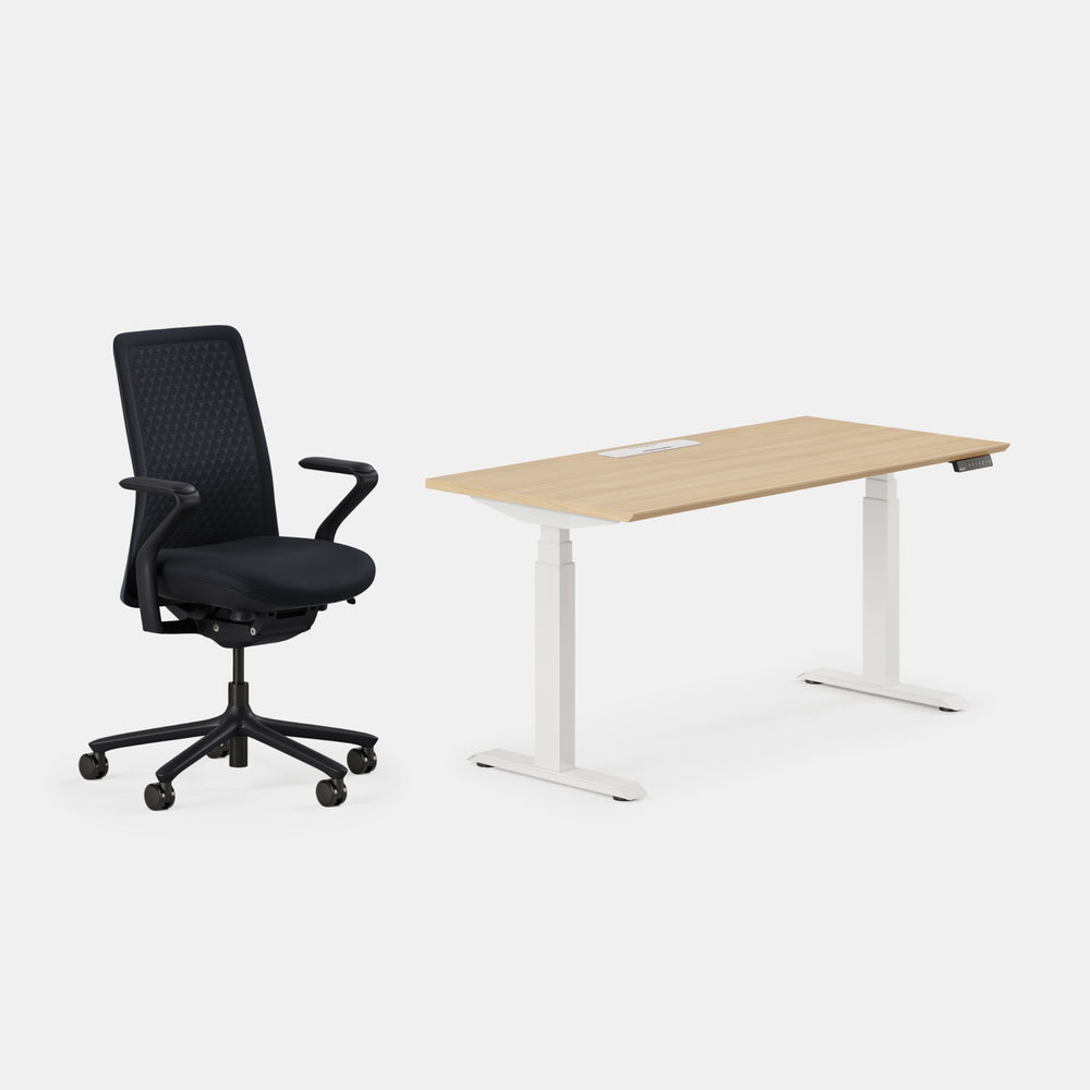 Desk Color:Woodgrain/Powder White;Chair Color:Galaxy