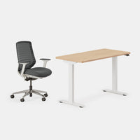 Desk Color:Woodgrain/White; Chair Color:Graphite/White;