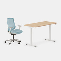 Desk Color:Woodgrain/White; Chair Color:Light Blue/White;