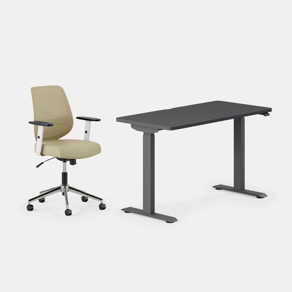 Desk Color:Charcoal/Charcoal; Chair Color:Linden Green;