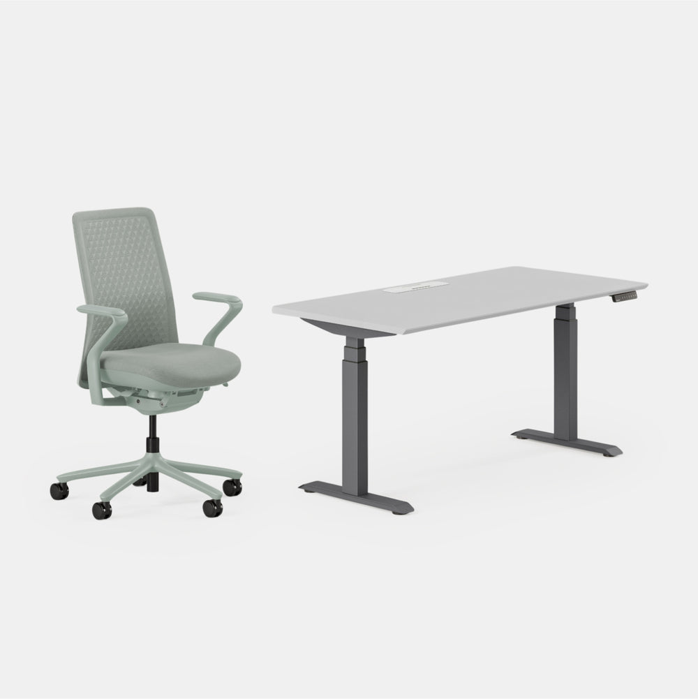 Desk Color:Fog/Charcoal;Chair Color:Mint