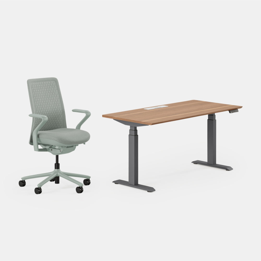 Desk Color:Walnut/Charcoal;Chair Color:Mint