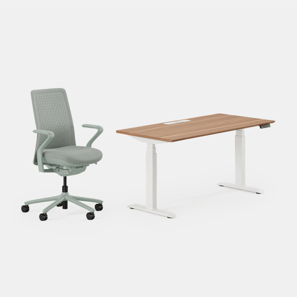 Desk Color:Walnut/Powder White;Chair Color:Mint