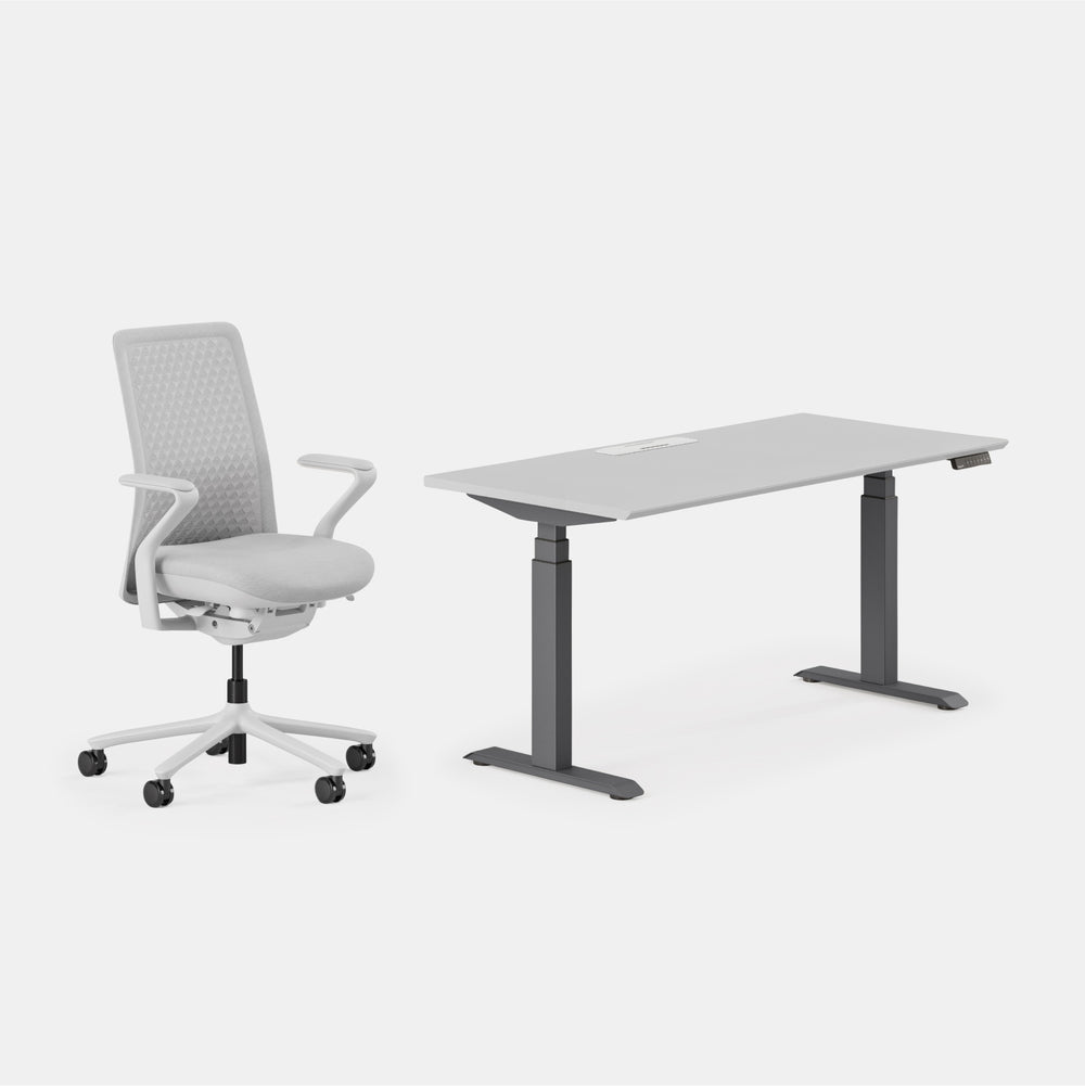 Desk Color:Fog/Charcoal;Chair Color:Mist