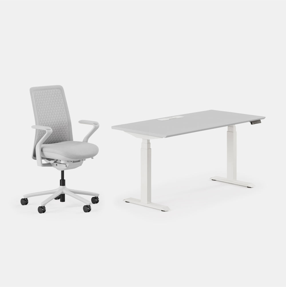 Desk Color:Fog/Powder White;Chair Color:Mist