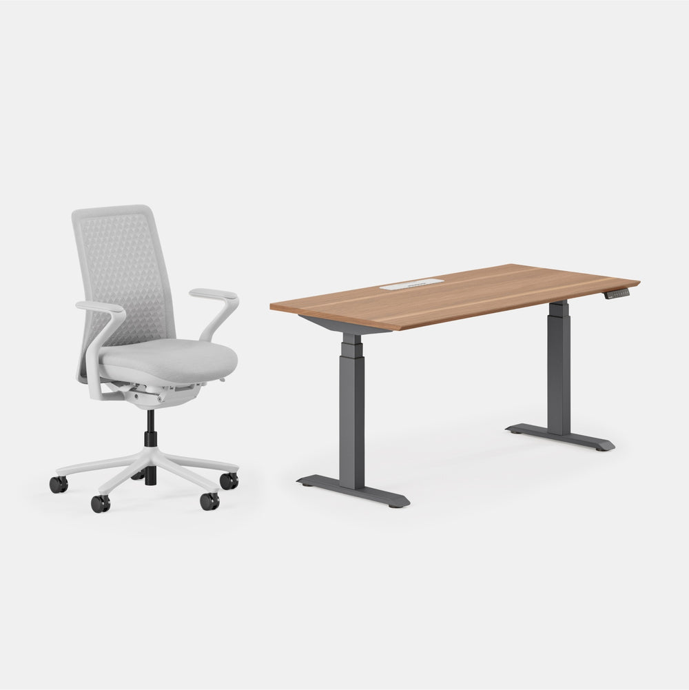 Desk Color:Walnut/Charcoal;Chair Color:Mist