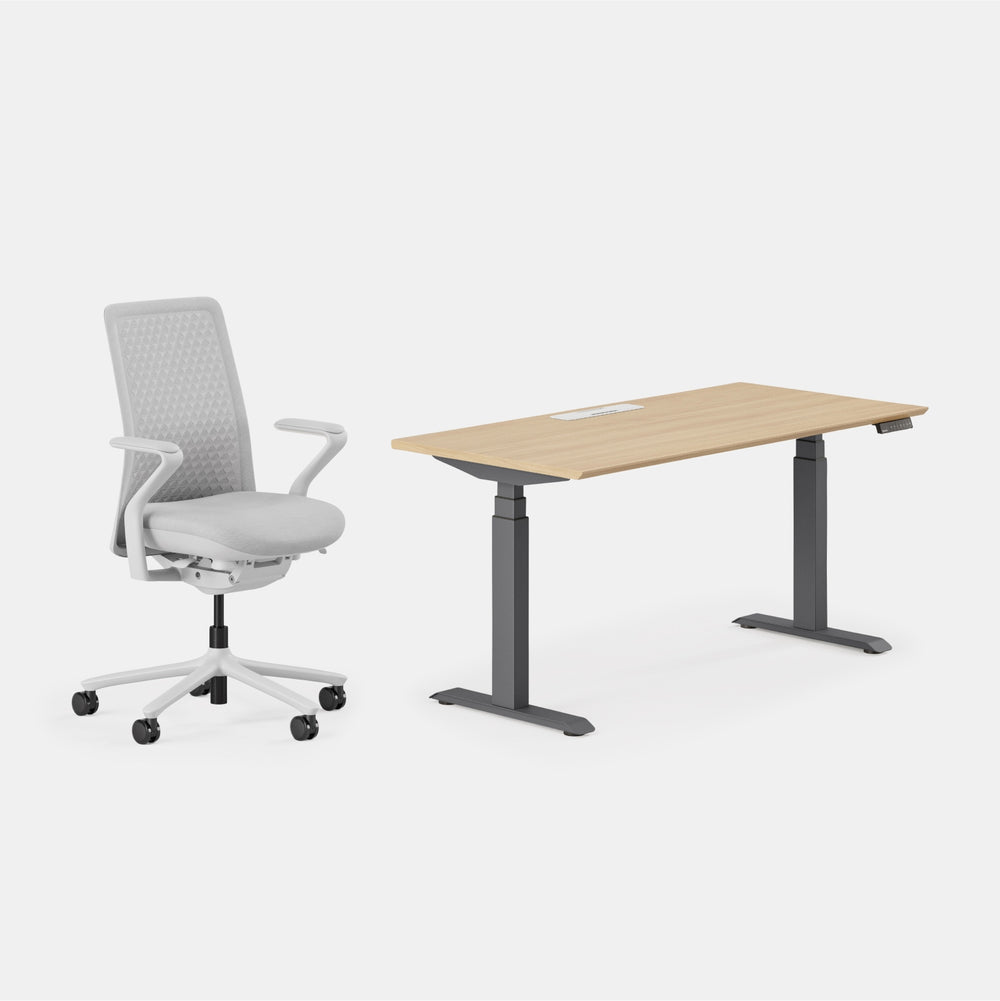 Desk Color:Woodgrain/Charcoal;Chair Color:Mist