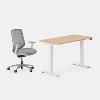 Desk Color:Woodgrain/White; Chair Color:Pebble/White;