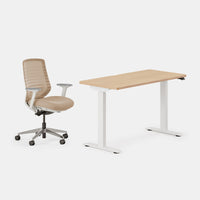 Desk Color:Woodgrain/White; Chair Color:Sand/White;