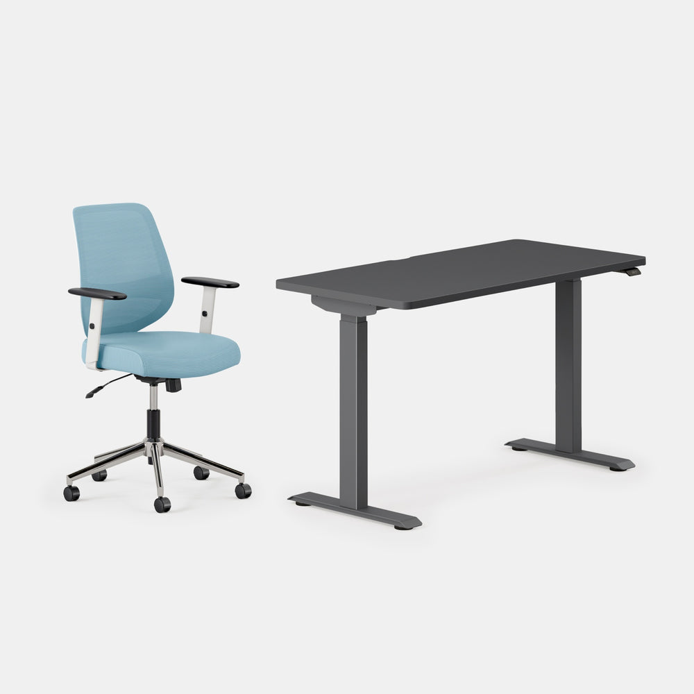 Desk Color:Charcoal/Charcoal; Chair Color:Sky Blue;