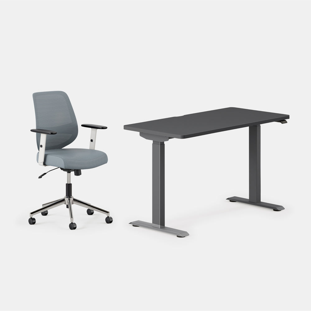 Desk Color:Charcoal/Charcoal; Chair Color:Slate;