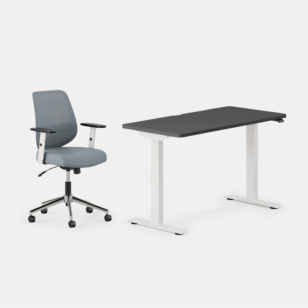 Desk Color:Charcoal/White; Chair Color:Slate;