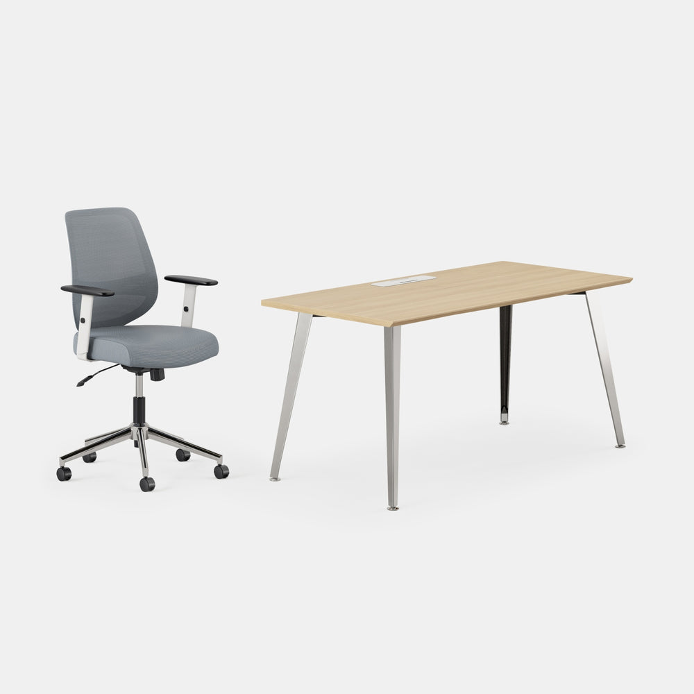 Desk Color:Woodgrain/Mirror; Chair Color:Slate;