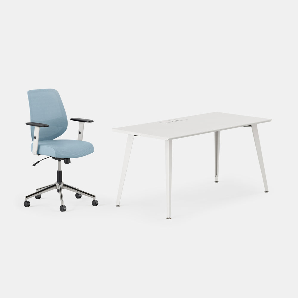 Desk Color:White/Powder White; Chair Color:Sky Blue;