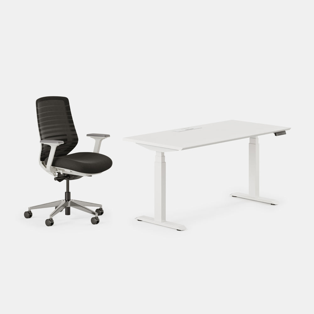 Chair Color:Black/White; Desk Color:White/Powder White;