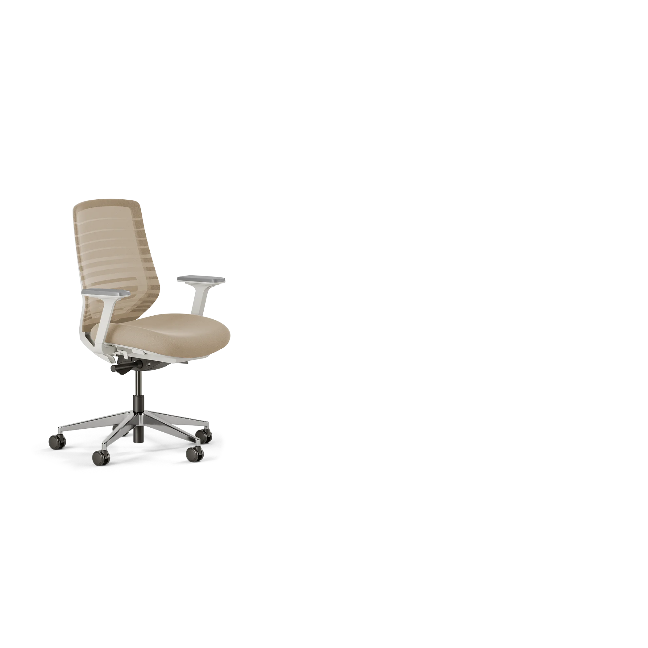 Seat Color:Sand; Frame Color:White; Size:Standard; excluded_addon_handle: ergonomic-headrest