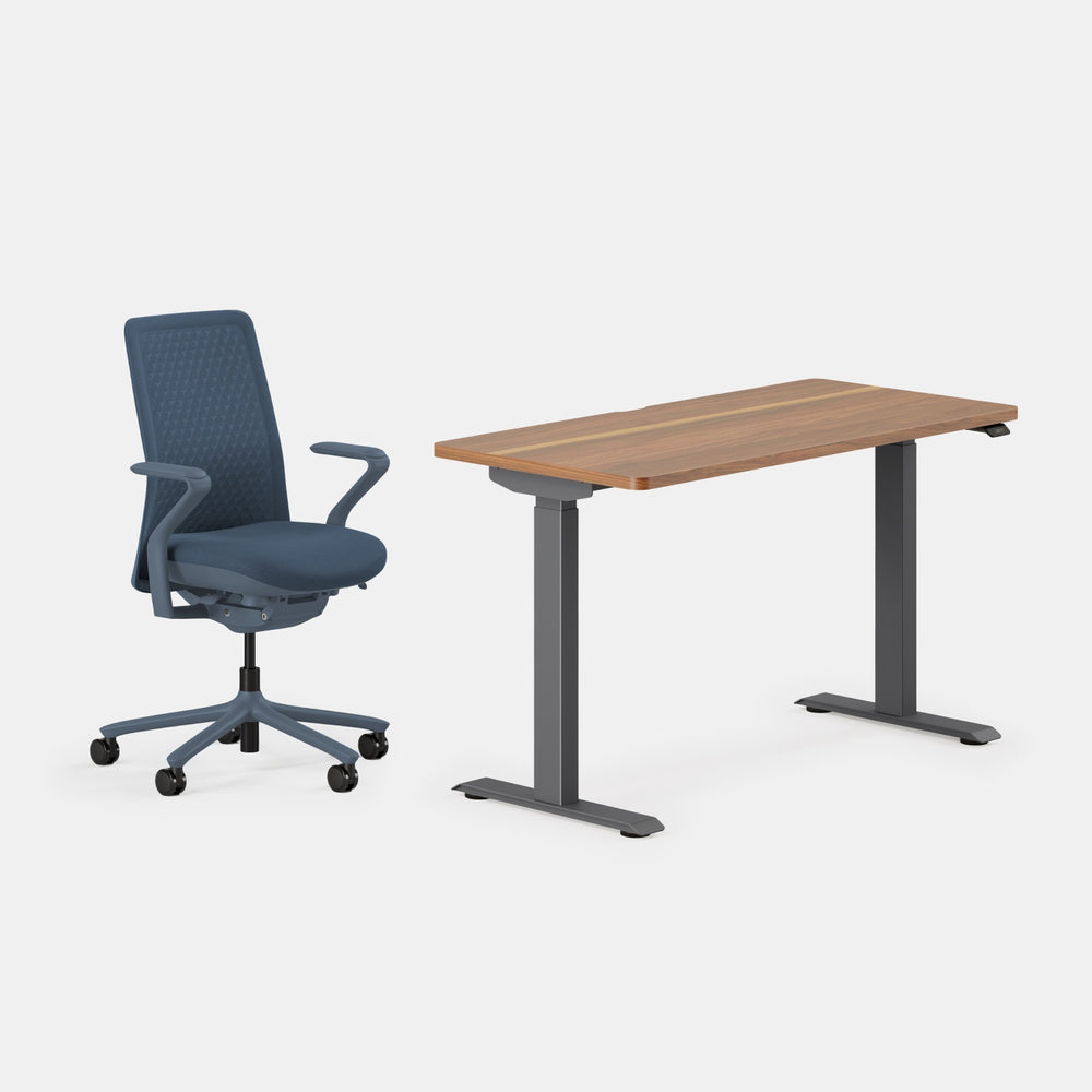 Desk Color: Walnut/Charcoal; Chair Color: Cobalt