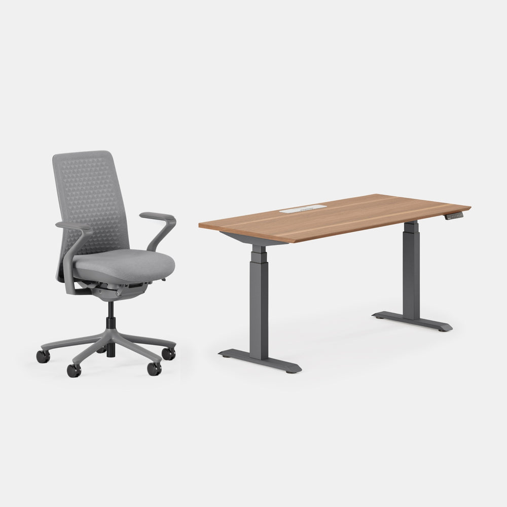 Desk Color:Walnut/Charcoal;Chair Color:Lunar