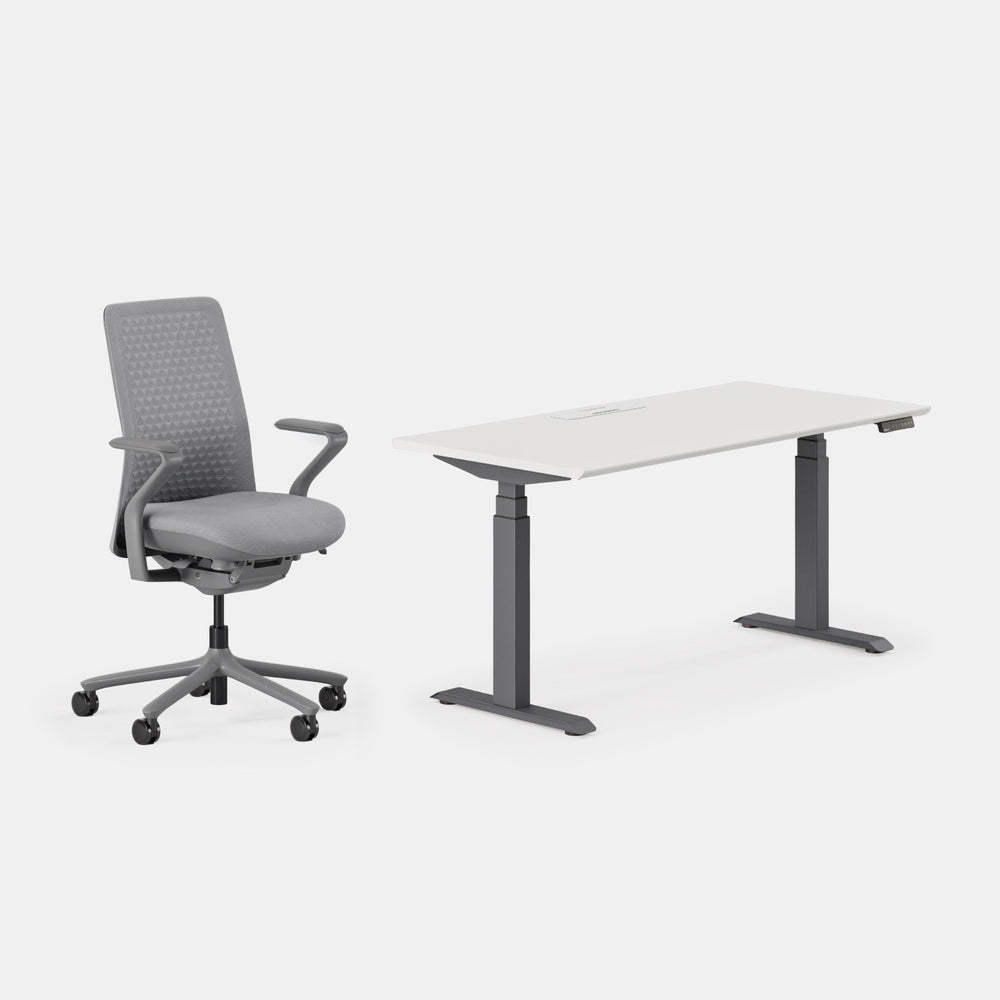 Desk Color:White/Charcoal;Chair Color:Lunar